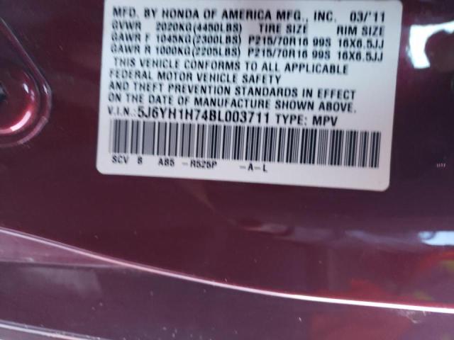 Photo 14 from auction – 2011 HONDA ELEMENT EX with VIN 5J6YH1H74BL003711