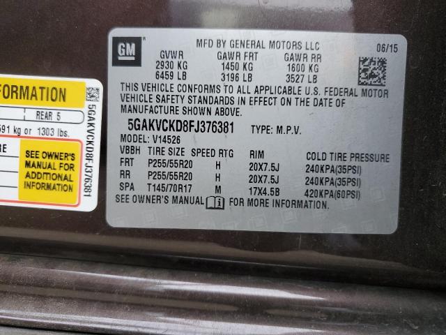 Photo 14 from auction – 2015 BUICK ENCLAVE with VIN 5GAKVCKD8FJ376381