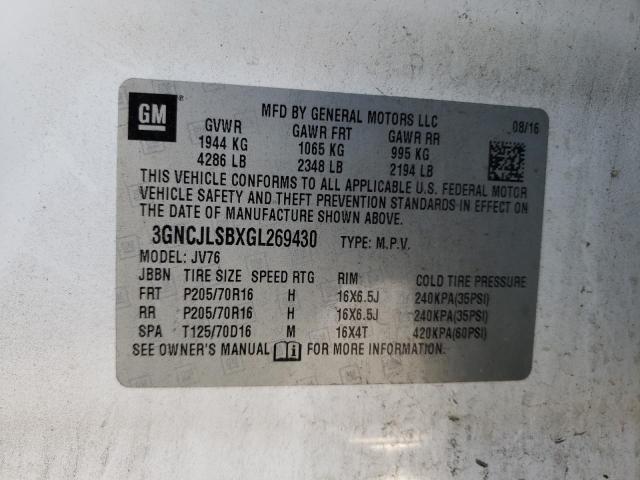 Photo 14 from auction – 2016 CHEVROLET TRAX 1LT with VIN 3GNCJLSBXGL269430