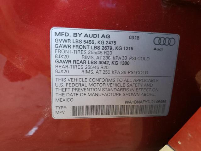 Photo 14 from auction – 2018 AUDI Q5 PREMIUM with VIN WA1BNAFY7J2146456