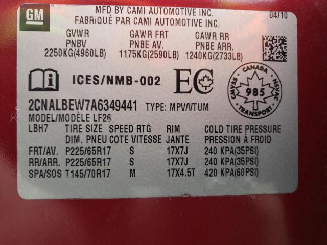 Photo 14 from auction – 2010 CHEVROLET EQUINOX LS with VIN 2CNALBEW7A6349441