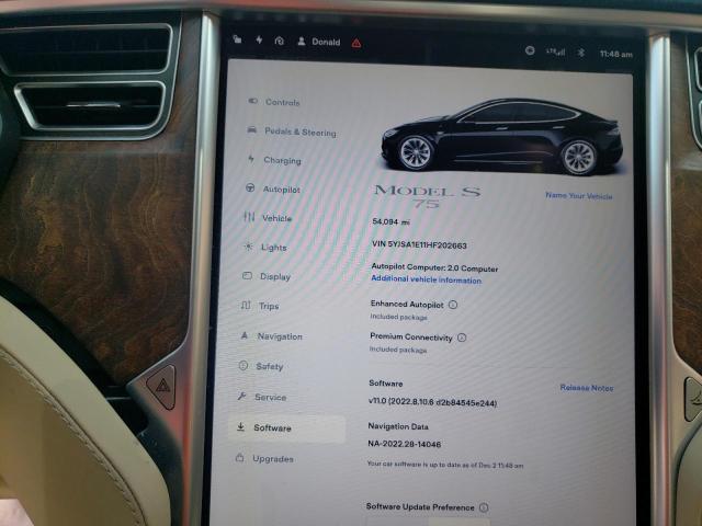 Photo 9 from auction – 2017 TESLA MODEL S with VIN 5YJSA1E11HF202663
