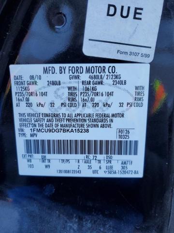 Photo 14 from auction – 2011 FORD ESCAPE XLT with VIN 1FMCU9DG7BKA15238