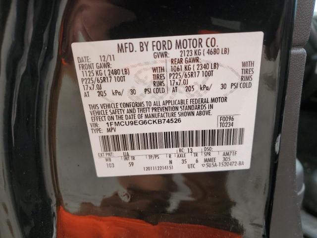 Photo 14 from auction – 2012 FORD ESCAPE LIM with VIN 1FMCU9EG6CKB74526