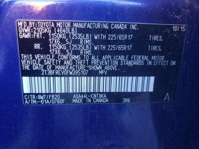 Photo 14 from auction – 2015 TOYOTA RAV4 LE with VIN 2T3BFREV0FW395107