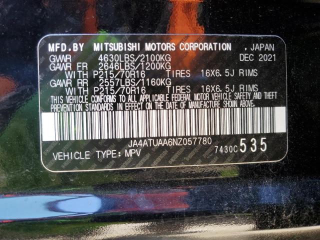 Photo 14 from auction – 2022 MITSUBISHI ECLIPSE CR with VIN JA4ATUAA6NZ057780