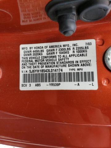 Photo 14 from auction – 2003 HONDA ELEMENT EX with VIN 5J6YH18543L014174