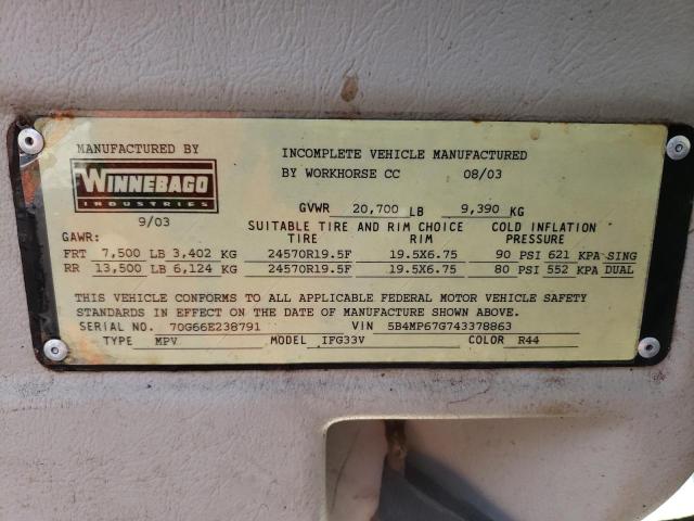 Photo 10 from auction – 2004 WINNEBAGO MOTORHOME with VIN 5B4MP67G743378863