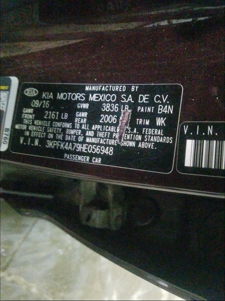 Photo 10 from auction – 2017 KIA FORTE LX with VIN 3KPFK4A79HE056948