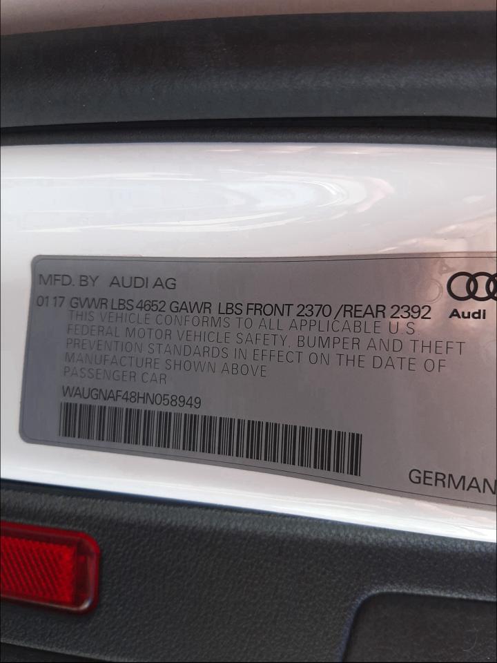 Photo 10 from auction – 2017 AUDI A4 PREMIUM with VIN WAUGNAF48HN058949