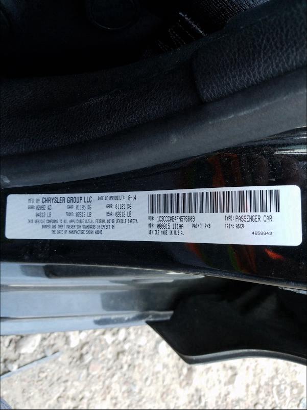 Photo 10 from auction – 2015 CHRYSLER 200 LIMITE with VIN 1C3CCCAB4FN576809