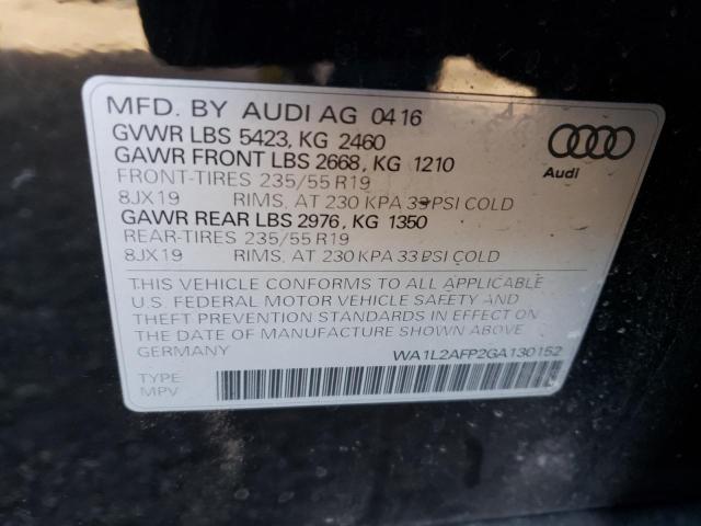 Photo 14 from auction – 2016 AUDI Q5 PREMIUM with VIN WA1L2AFP2GA130152