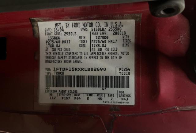 Photo 10 from auction – 1994 FORD F150 with VIN 1FTDF15RXRLB02690
