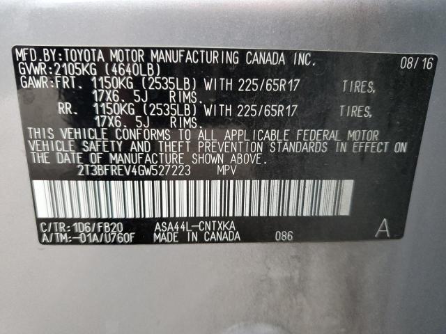 Photo 14 from auction – 2016 TOYOTA RAV4 LE with VIN 2T3BFREV4GW527223