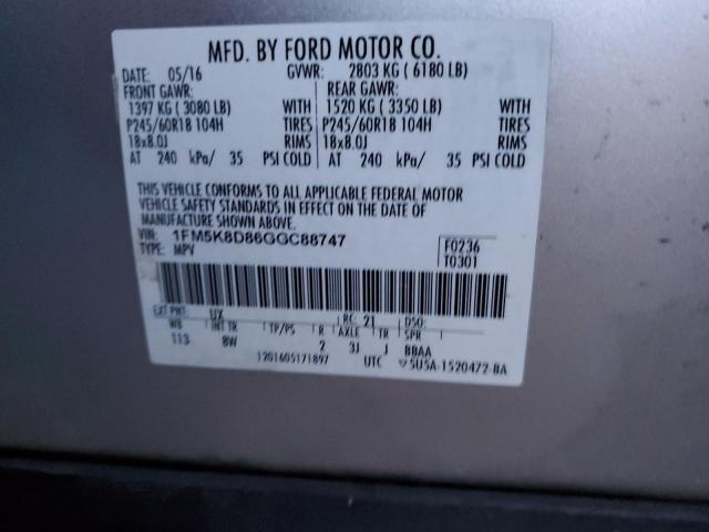 Photo 14 from auction – 2016 FORD EXPLORER X with VIN 1FM5K8D86GGC88747