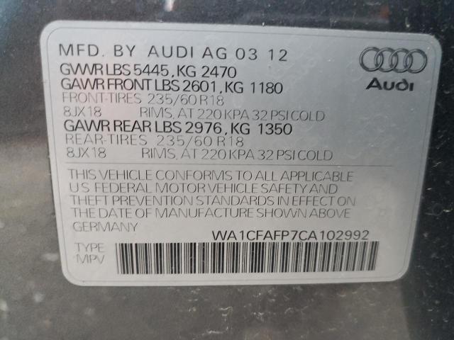 Photo 14 from auction – 2012 AUDI Q5 PREMIUM with VIN WA1CFAFP7CA102992