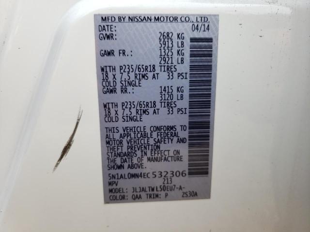 Photo 14 from auction – 2014 INFINITI QX60 with VIN 5N1AL0MN4EC532306