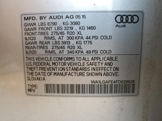 Photo 14 from auction – 2015 AUDI Q7 PREMIUM with VIN WA1LGAFE4FD028526