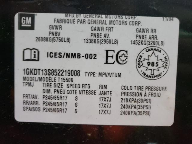 Photo 14 from auction – 2005 GMC ENVOY with VIN 1GKDT13S852219008