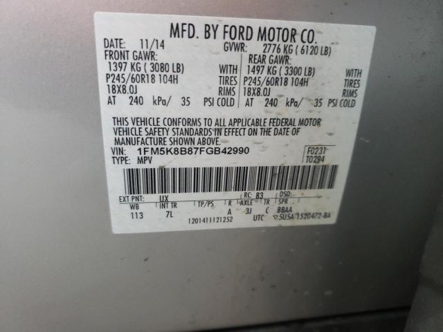 Photo 14 from auction – 2015 FORD EXPLORER with VIN 1FM5K8B87FGB42990