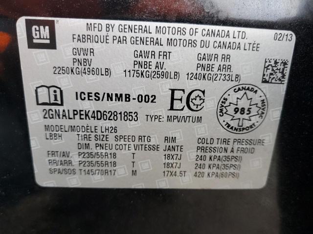 Photo 14 from auction – 2013 CHEVROLET EQUINOX LT with VIN 2GNALPEK4D6281853
