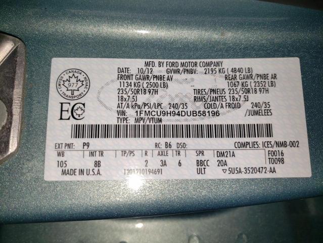 Photo 14 from auction – 2013 FORD ESCAPE SEL with VIN 1FMCU9H94DUB58196