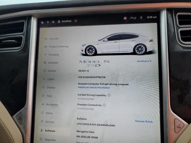 Photo 9 from auction – 2017 TESLA MODEL S with VIN 5YJSA1E23HF183719