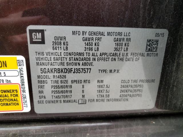 Photo 14 from auction – 2015 BUICK ENCLAVE with VIN 5GAKRBKD9FJ357577