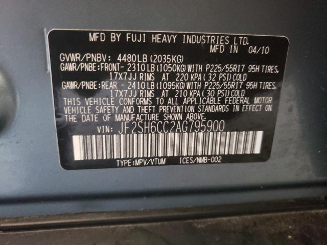 Photo 14 from auction – 2010 SUBARU FORESTER 2 with VIN JF2SH6CC2AG795900