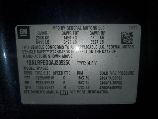 Photo 14 from auction – 2010 CHEVROLET TRAVERSE L with VIN 1GNLRFED0AJ209260