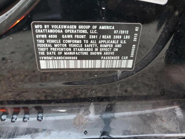 Photo 14 from auction – 2013 VOLKSWAGEN PASSAT SE with VIN 1VWBM7A38DC009383