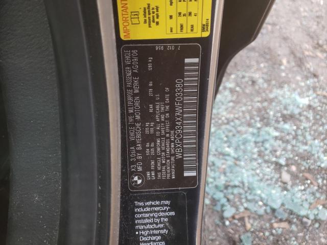 Photo 14 from auction – 2007 BMW X3 3.0SI with VIN WBXPC934X7WF03380