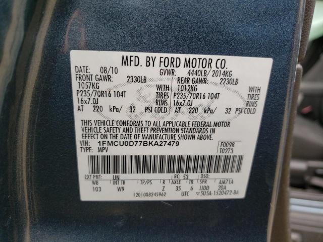 Photo 10 from auction – 2011 FORD ESCAPE XLT with VIN 1FMCU0D77BKA27479