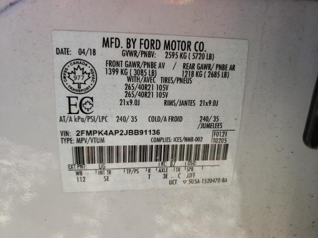 Photo 14 from auction – 2018 FORD EDGE SPORT with VIN 2FMPK4AP2JBB91136
