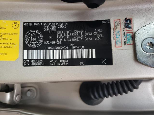 Photo 14 from auction – 2004 LEXUS RX 330 with VIN JTJHA31UX40029026