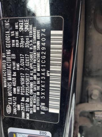 Photo 14 from auction – 2012 KIA SORENTO BA with VIN 5XYKT3A61CG294074