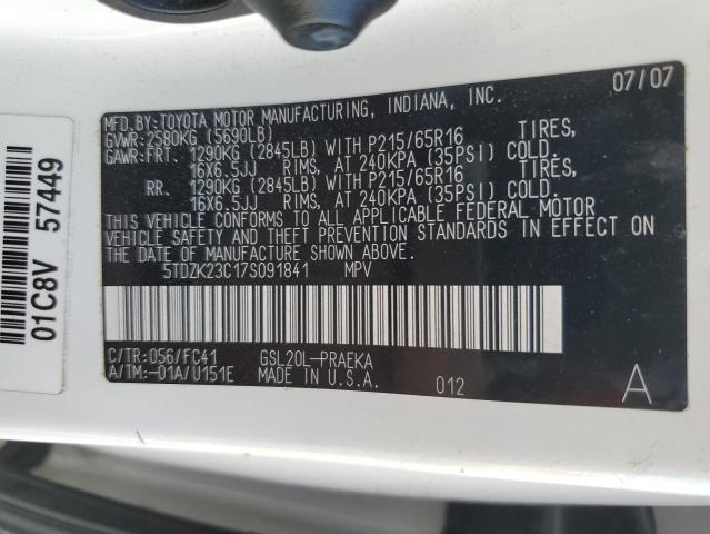 Photo 14 from auction – 2007 TOYOTA SIENNA CE with VIN 5TDZK23C17S091841