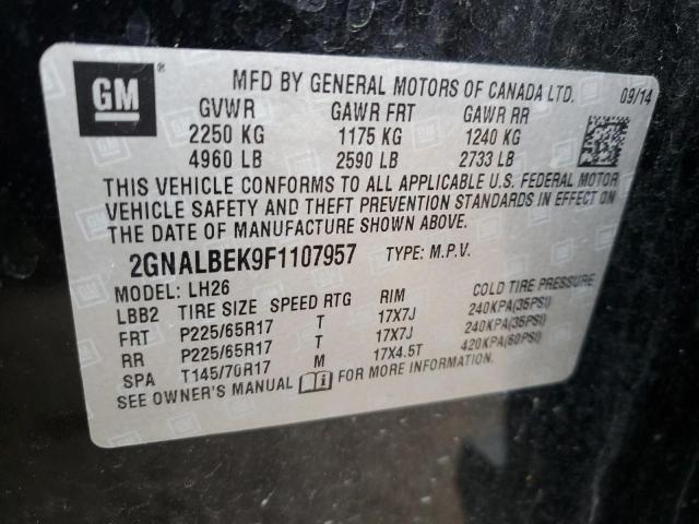 Photo 14 from auction – 2015 CHEVROLET EQUINOX LT with VIN 2GNALBEK9F1107957