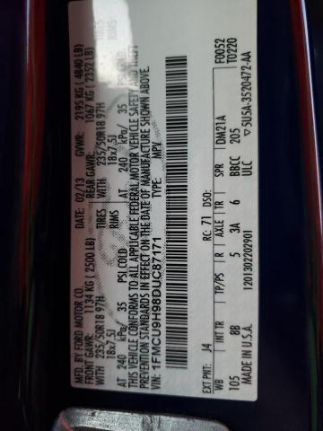 Zdjęcie 14 z aukcji – 2013 FORD ESCAPE SEL z VIN 1FMCU9H98DUC87171