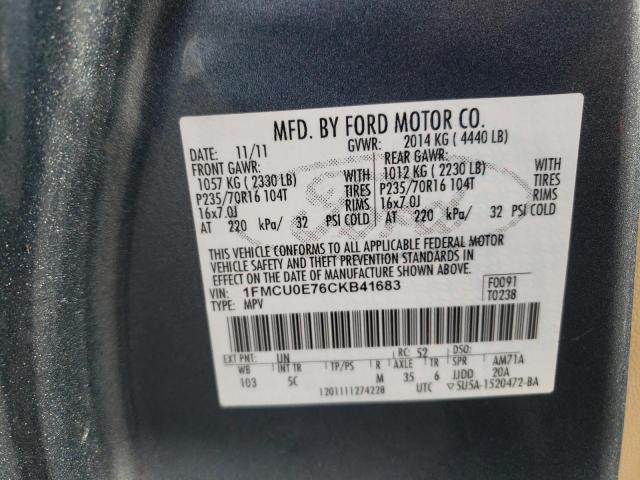 Photo 14 from auction – 2012 FORD ESCAPE LIM with VIN 1FMCU0E76CKB41683