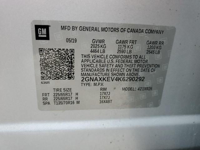 Photo 14 from auction – 2019 CHEVROLET EQUINOX LT with VIN 2GNAXKEV4K6290292