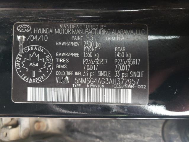 Photo 14 from auction – 2010 HYUNDAI SANTA FE G with VIN 5NMSG4AG3AH372957