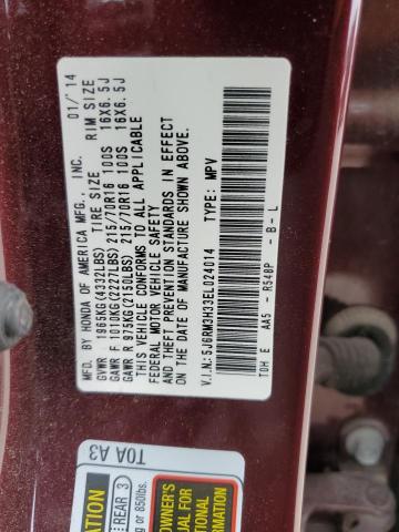 Photo 14 from auction – 2014 HONDA CR-V LX with VIN 5J6RM3H33EL024014