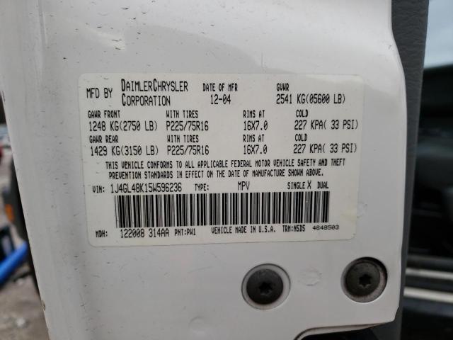 Photo 14 from auction – 2005 JEEP LIBERTY SP with VIN 1J4GL48K15W596236