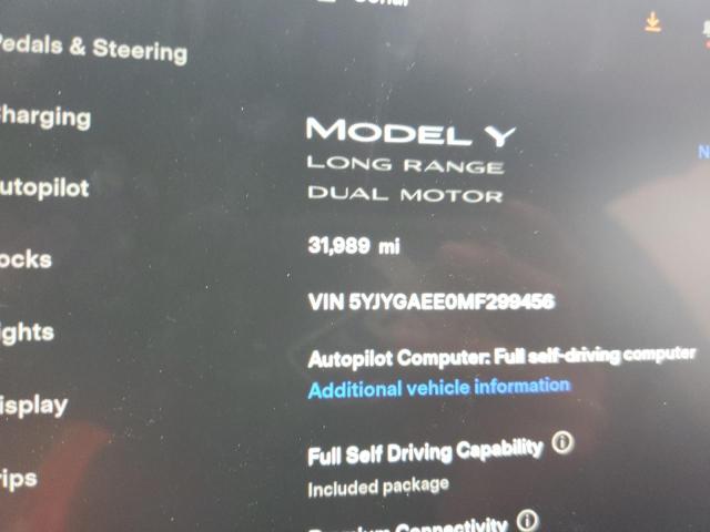 Photo 9 from auction – 2021 TESLA MODEL Y with VIN 5YJYGAEE0MF299456