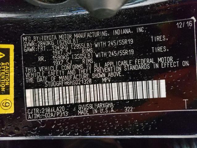 Photo 14 from auction – 2017 TOYOTA HIGHLANDER with VIN 5TDDGRFH6HS021328