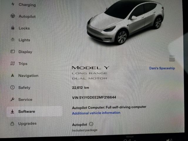 Photo 9 from auction – 2021 TESLA MODEL Y with VIN 5YJYGDEE2MF216644