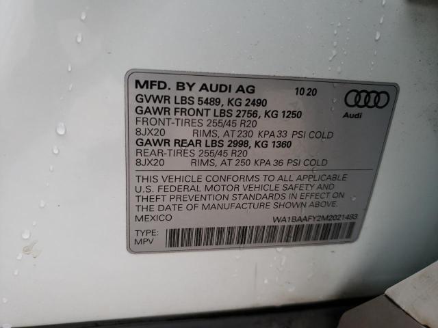 Photo 14 from auction – 2021 AUDI Q5 PREMIUM with VIN WA1BAAFY2M2021493