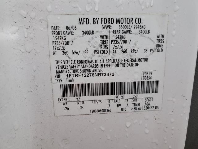 Photo 10 from auction – 2006 FORD F150 with VIN 1FTRF12276NB73472