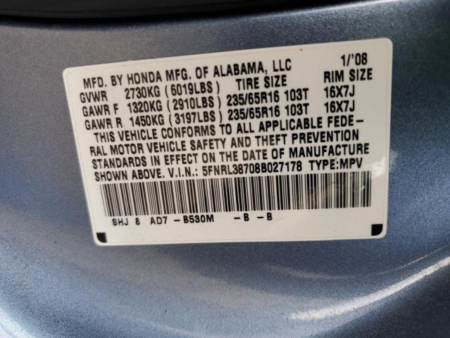 Photo 14 from auction – 2008 HONDA ODYSSEY EX with VIN 5FNRL38708B027178